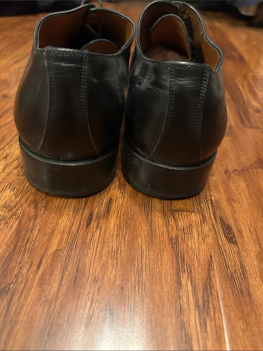 Salvatore Ferragamo Black Leather Cap-Toe Derby Shoes